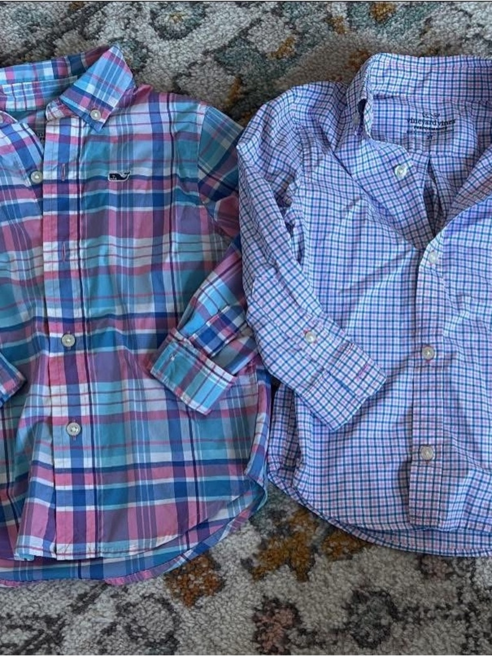Vineyard Vines Performance Boys' Plaid Button-Downs in Blue & Pink